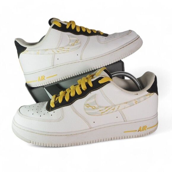 Nike Air Force 1 '07 LV8 'Gold Links Zebra Print' Sneakers DH5284-100 Men's 11.5 - Picture 1 of 13